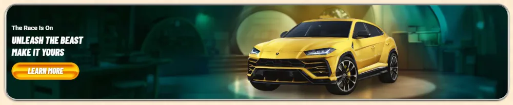 Bannière de promotion de SUV de luxe "Unleash the Beast" Vegasino